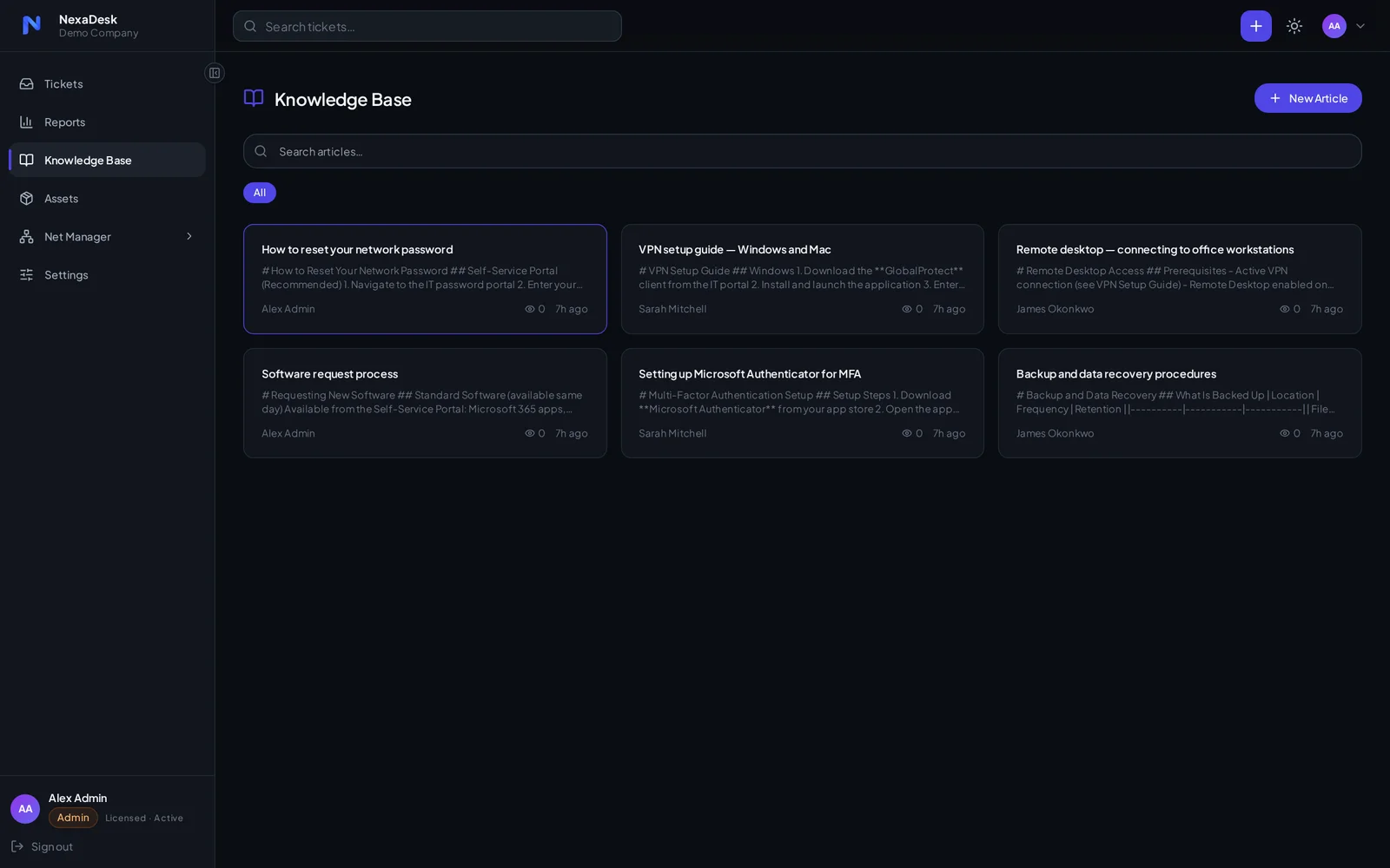 NexaDesk knowledge base